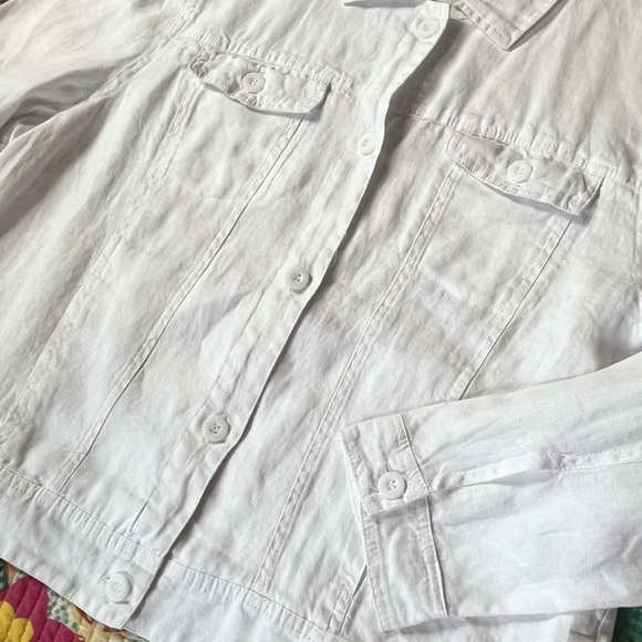 Lulu-B Beach Time 100% Linen White Button-Down Light Jacket - Picture 3 of 7